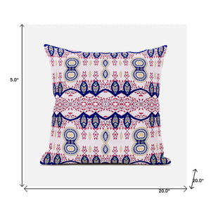 Homeroots 20" X 20" Red White And Blue Broadcloth Paisley Zippered Pillow   481458