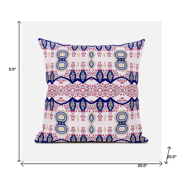 Homeroots 20" X 20" Red White And Blue Broadcloth Paisley Zippered Pillow   481458