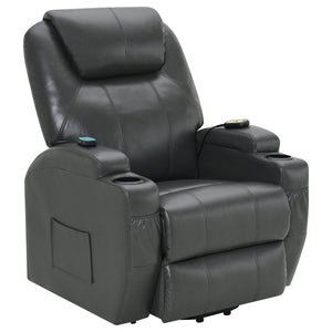 English Elm Rexford Power Lift Recliner Charcoal Grey with Massage, Faux Leather, Heated Seat, Cupholders & Pockets B062P354046