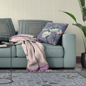 Homeroots 28" X 28" Blue And Gray Butterfly Blown Seam Floral Indoor Outdoor Throw Pillow   481463