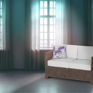 Homeroots 26" X 26" Blue And White Butterfly Blown Seam Floral Indoor Outdoor Throw Pillow   481472