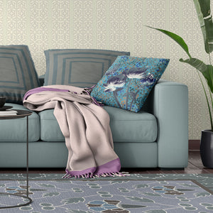 Homeroots 26" X 26" Blue And Green Butterfly Blown Seam Floral Indoor Outdoor Throw Pillow   481482