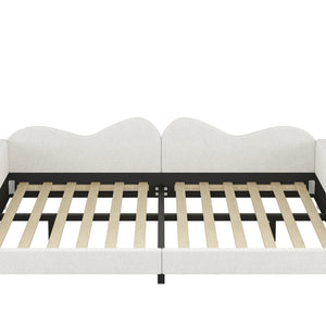 English Elm Full Sherpa Upholstered Daybed with Cloud-Shaped Backrest, No Box Spring Needed, Cozy Modern Sofabed White 57 L x 25.5 W x 8 H N733P234605K