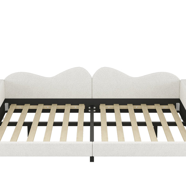 English Elm Full Sherpa Upholstered Daybed with Cloud-Shaped Backrest, No Box Spring Needed, Cozy Modern Sofabed White 57 L x 25.5 W x 8 H N733P234605K