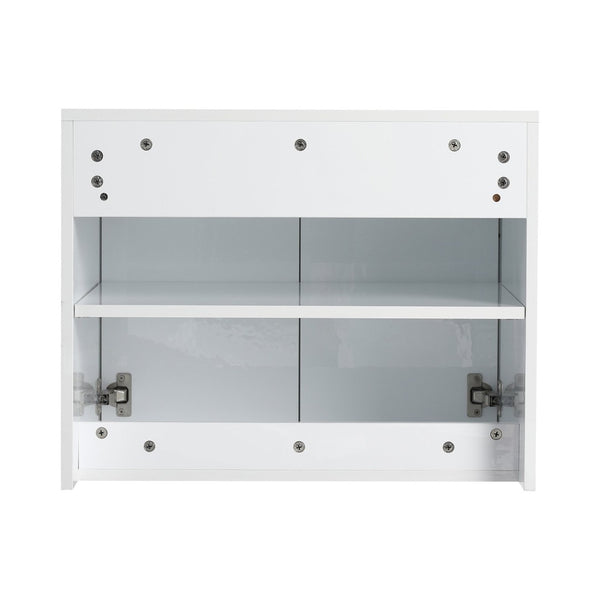 English Elm 72" Float Mount Double Sink Bathroom Vanity Glossy White Plywood Soft Close W999S00535