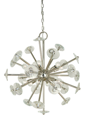 Framburg 12-light Modern Glam Chandelier With Crystal Disks For Stunning Light Dispersion - Made In Usa Polished Nickel Metal 4815 Pn