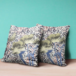 Homeroots 26" X 26" Blue And Yellow Butterfly Blown Seam Floral Indoor Outdoor Throw Pillow   481502