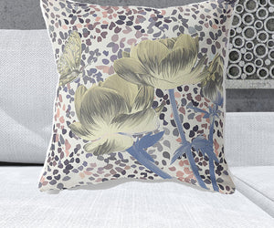 Homeroots 26" X 26" Blue And Yellow Butterfly Blown Seam Floral Indoor Outdoor Throw Pillow   481502