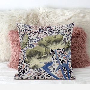 Homeroots 28" X 28" Blue And Yellow Butterfly Blown Seam Floral Indoor Outdoor Throw Pillow   481503