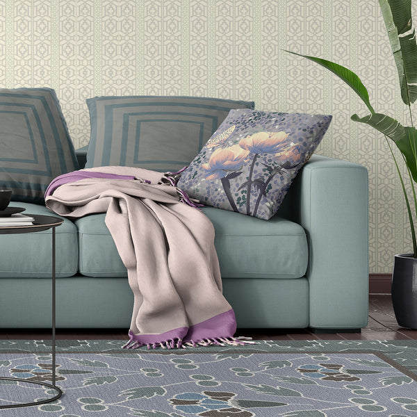 Homeroots 28" X 28" Gray Butterfly Blown Seam Floral Indoor Outdoor Throw Pillow   481523