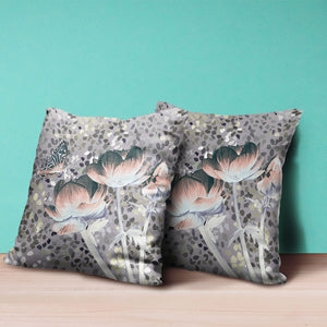 Homeroots 26" X 26" Pink Butterfly Blown Seam Floral Indoor Outdoor Throw Pillow   481532