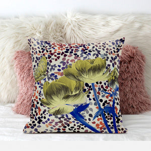 Homeroots 26" X 26" Yellow Butterfly Blown Seam Floral Indoor Outdoor Throw Pillow   481537