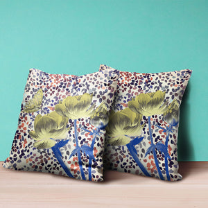 Homeroots 26" X 26" Yellow Butterfly Blown Seam Floral Indoor Outdoor Throw Pillow   481537