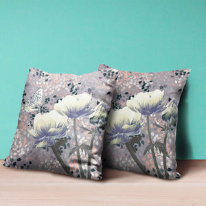 Homeroots 28" X 28" Yellow Butterfly Blown Seam Floral Indoor Outdoor Throw Pillow   481548