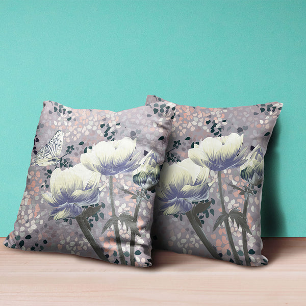 Homeroots 28" X 28" Yellow Butterfly Blown Seam Floral Indoor Outdoor Throw Pillow   481548