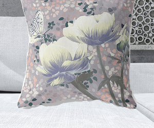 Homeroots 28" X 28" Yellow Butterfly Blown Seam Floral Indoor Outdoor Throw Pillow   481548