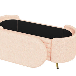 English Elm Modern Boucle Tufted Storage Ottoman Bench with Gold Legs for Bedroom or Entryway Pink N719P305628P