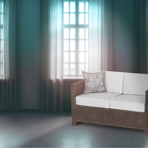 Homeroots 28" X 28" Blue And Gray Peacock Blown Seam Floral Indoor Outdoor Throw Pillow   481578