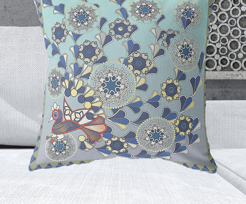 Homeroots 28" X 28" Brown Blown Seam Floral Indoor Outdoor Throw Pillow   481593