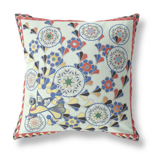 Homeroots 28" X 28" Light Red Blown Seam Floral Indoor Outdoor Throw Pillow   481598