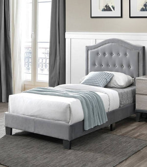 English Elm European Twin Bed Velvet Button Tufted Headboard Platform Frame for Bedroom B011P415154