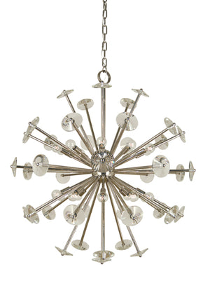 Framburg 20-light Modern Foyer Chandelier With Glamorous Crystal Disks For Stunning Light Dispersion Polished Nickel Metal 4816 Pn