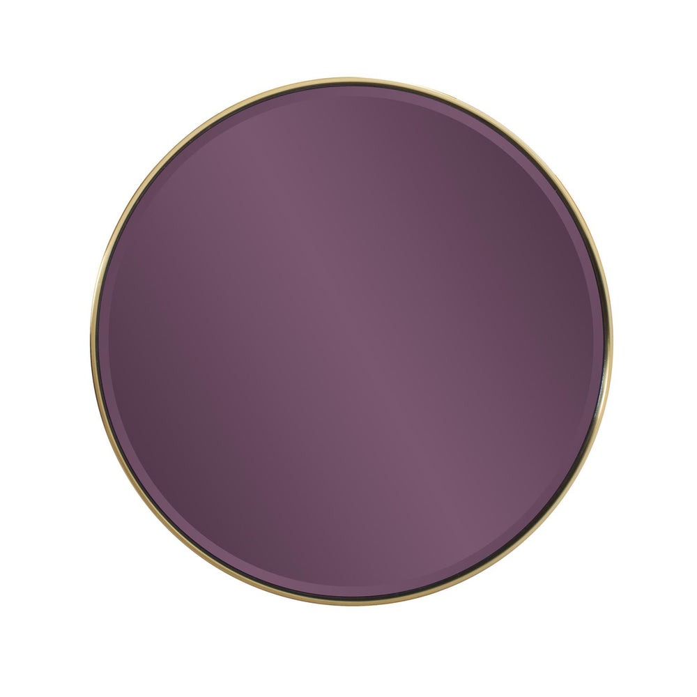 Howard Elliott Broidy Round Mirror – Stylishly Modern Design With Vibrant Color And Elegant Gold Rim For Any Space Purple Stainless Steel 48161-howard-elliott