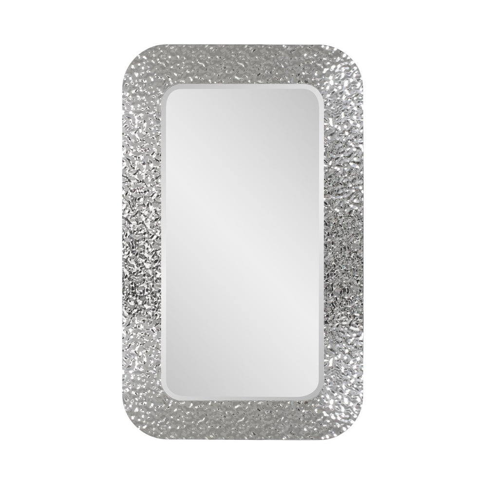 Howard Elliott Olmstead Round Mirror - Elegant Hammered Frame With Scalloped Edges For Stunning Wall Decor Silver Stainless Steel 48162-howard-elliott