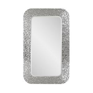 Howard Elliott Olmstead Round Mirror - Elegant Hammered Frame With Scalloped Edges For Stunning Wall Decor Silver Stainless Steel 48163-howard-elliott