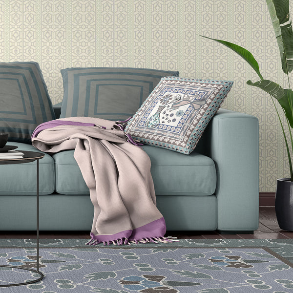 Homeroots 28" X 28" Blue And Gray Peacock Blown Seam Floral Indoor Outdoor Throw Pillow   481648