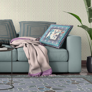 Homeroots 28" X 28" Blue And Off White Peacock Blown Seam Floral Indoor Outdoor Throw Pillow   481693