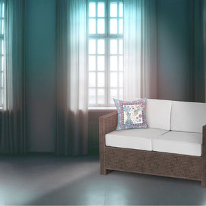 Homeroots 28" X 28" Blue And Off White Peacock Blown Seam Floral Indoor Outdoor Throw Pillow   481693