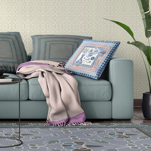 Homeroots 26" X 26" Blue And Gray Peacock Blown Seam Floral Indoor Outdoor Throw Pillow   481697