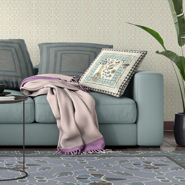 Homeroots 26" X 26" Cream Peacock Blown Seam Floral Indoor Outdoor Throw Pillow   481707