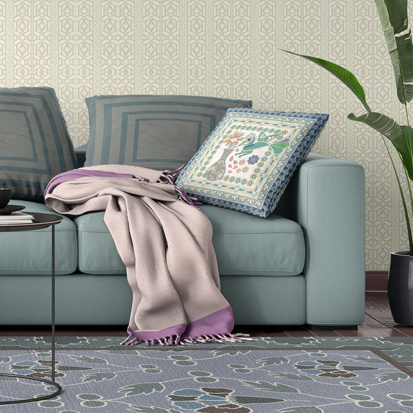 Homeroots 26" X 26" Cream Peacock Blown Seam Floral Indoor Outdoor Throw Pillow   481712