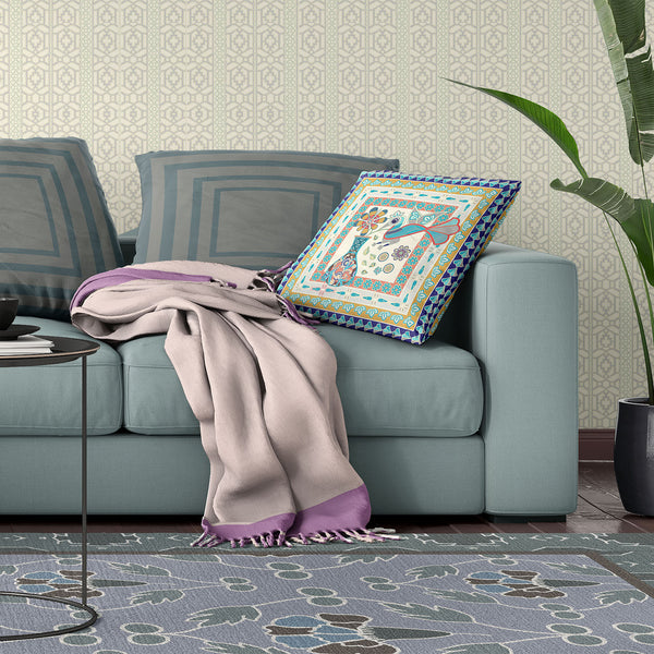 Homeroots 26" X 26" Blue And Beige Peacock Blown Seam Floral Indoor Outdoor Throw Pillow   481727