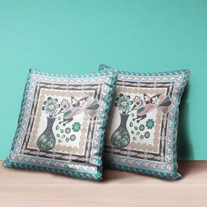 Homeroots 28" X 28" Gray Peacock Blown Seam Floral Indoor Outdoor Throw Pillow   481738