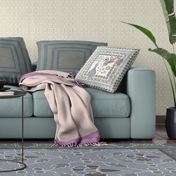 Homeroots 26" X 26" Gray Peacock Blown Seam Floral Indoor Outdoor Throw Pillow   481747