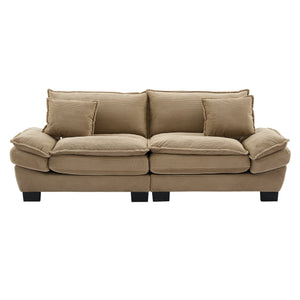 English Elm Corduroy Modern Sofa Sleeper Loveseat with Double-Layer Cushions, Two Pillows, Sturdy Frame 84" khaki W676P227338