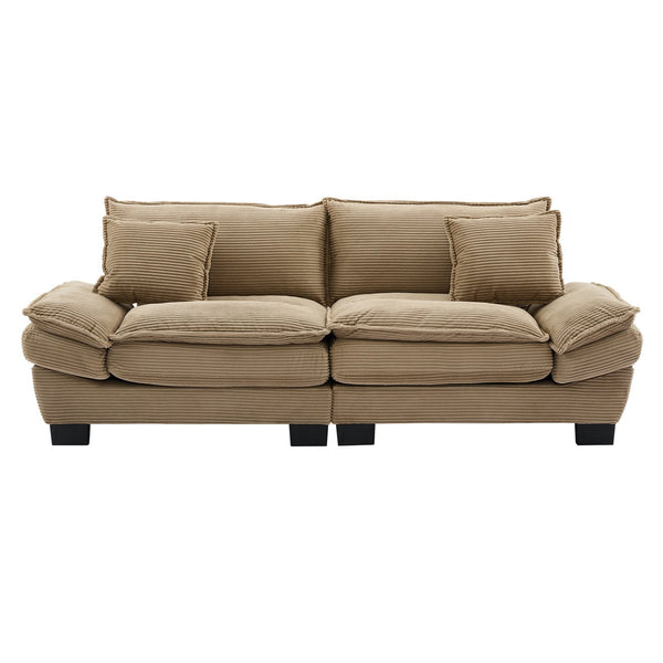 English Elm Corduroy Modern Sofa Sleeper Loveseat with Double-Layer Cushions, Two Pillows, Sturdy Frame 84" khaki W676P227338