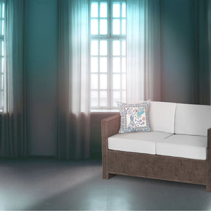 Homeroots 28" X 28" Off White Peacock Blown Seam Floral Indoor Outdoor Throw Pillow   481768