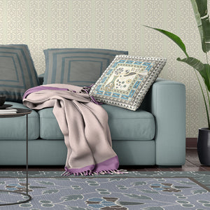 Homeroots 28" X 28" Off White Bird Blown Seam Floral Indoor Outdoor Throw Pillow   481778