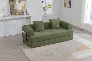 English Elm UNITED modular foldable sofa with metal frame, corduroy upholstery, side pocket & quick assembly convenience Green W1568P374077