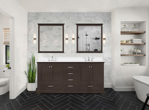 English Elm Espresso 72 in Double Bath Vanity with Cultured Marble Top, Solid Wood, Soft-Close Drawers, Storage B2731P258395