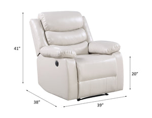 English Elm Eilbra Beige Faux Leather Power Motion Recliner with Pocket Coil Seat, Pillow-Top Arms, 220lb Capacity B2726P277896