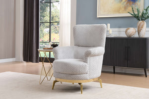 English Elm Zoe Elegant high-back accent chair with plush chenille upholstery and gold-leg luxury appeal Gray G150109330