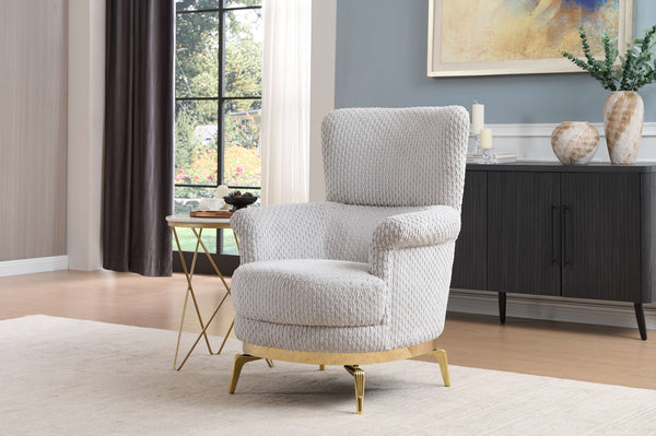English Elm Zoe Elegant high-back accent chair with plush chenille upholstery and gold-leg luxury appeal Gray G150109330