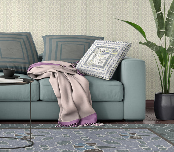 Homeroots 28" X 28" Gray And White Peacock Blown Seam Floral Indoor Outdoor Throw Pillow  Polyester And Cotton Blend 481848