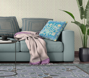 Homeroots 26" X 26" Blue And Green Peacock Blown Seam Floral Indoor Outdoor Throw Pillow  Polyester And Cotton Blend 481852