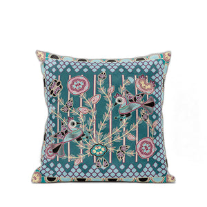 Homeroots 28" X 28" Dark Green Peacock Blown Seam Floral Indoor Outdoor Throw Pillow   481863